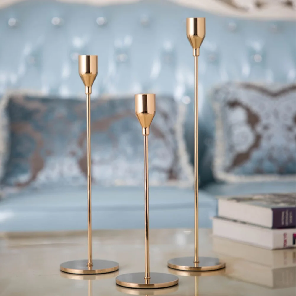 Праздничный подсвечник реквизит на день рождения романтический домашний свадебный подсвечник Бар Золотой стержень Украшение Стола Ресторан Вечерние