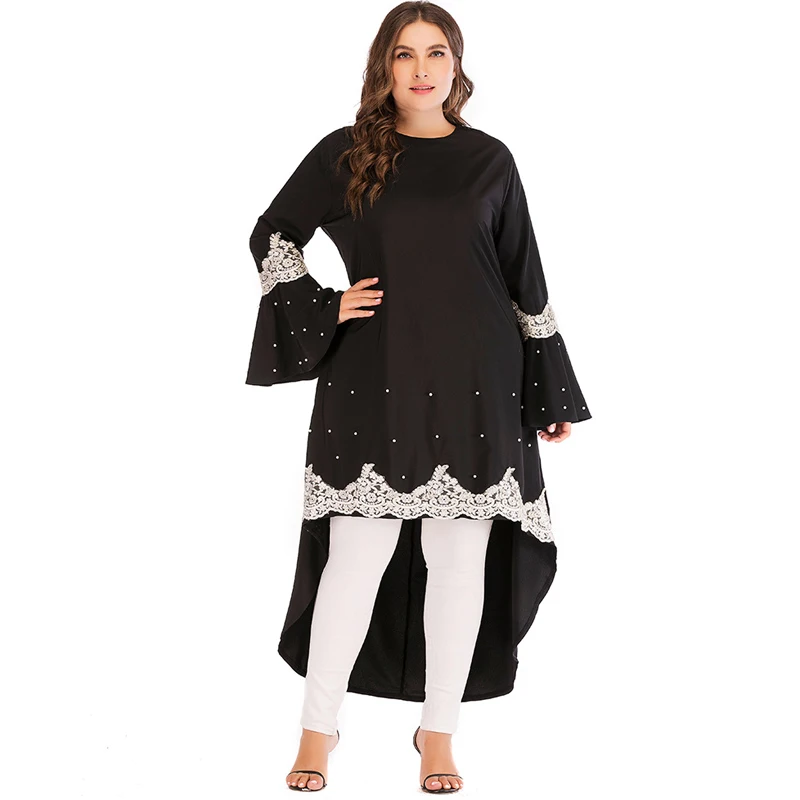 Блузка рубашка abaya длинная мусульманская рубашка Топы мусульманская одежда халаты Малазийская абайя Дубайский мусульманский женский блузка рубашка плюс размер 6XL