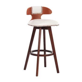 

Solid wood bar chair creative European front desk rotating retro stool simple high