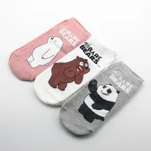 Мультяшные аниме Мы Голые Медведи, ледяной медведь, панда гризли, женские короткие носки, хлопковые Забавные милые Skarpetki, модные повседневные носки из дышащей ткани