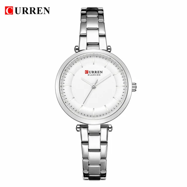 silver Curren Роскошные, брендовые минималистичные Кварцевые часы Женские часы из розового золота с браслетом повседневные тонкие часы для дам Наручные часы со стальной - Цвет: silver