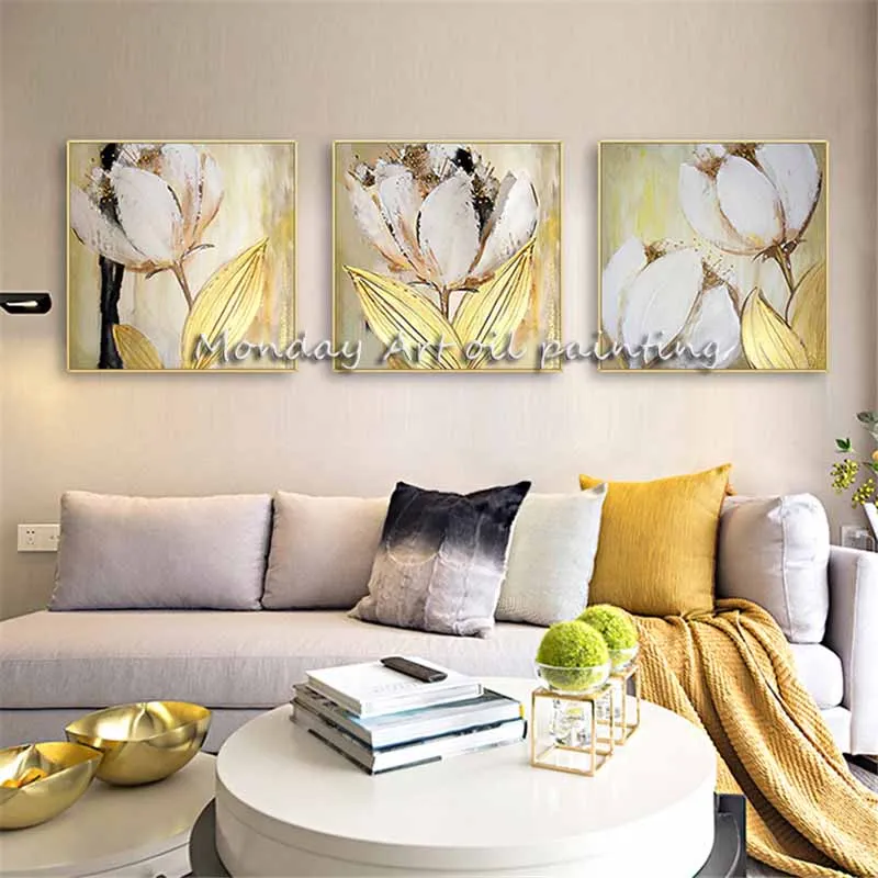 Canvas-painting-wall-art-golden-tulip-flower-oil-painting-family-living-room-home-decoration-restaurant-modern (1)副本