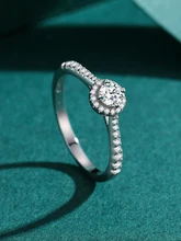  Ailmay Top Quality Real 925 Sterling Silver Elegant Round Sparkling CZ Finger Ring For Women Wedding Engagement Jewelry Gift 