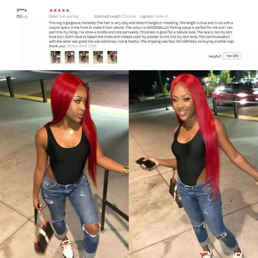 Red Lace Front Human Hair Wigs Full Lace Human Hair Wigs 99J Red Human Hair Wig 13x6 Lace Frontal Wig Pre Plucked Colored