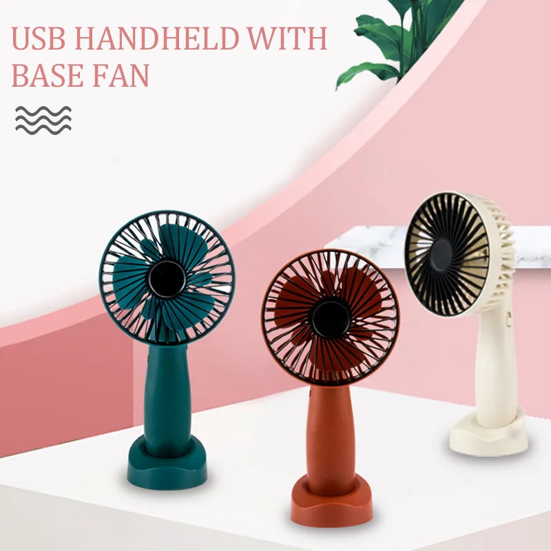 

Handheld Fan Electric Fan Mini Fan with Base Plastic Portable Cute Net Cover Outdoor Rechargeable Battery Desktop Cooling