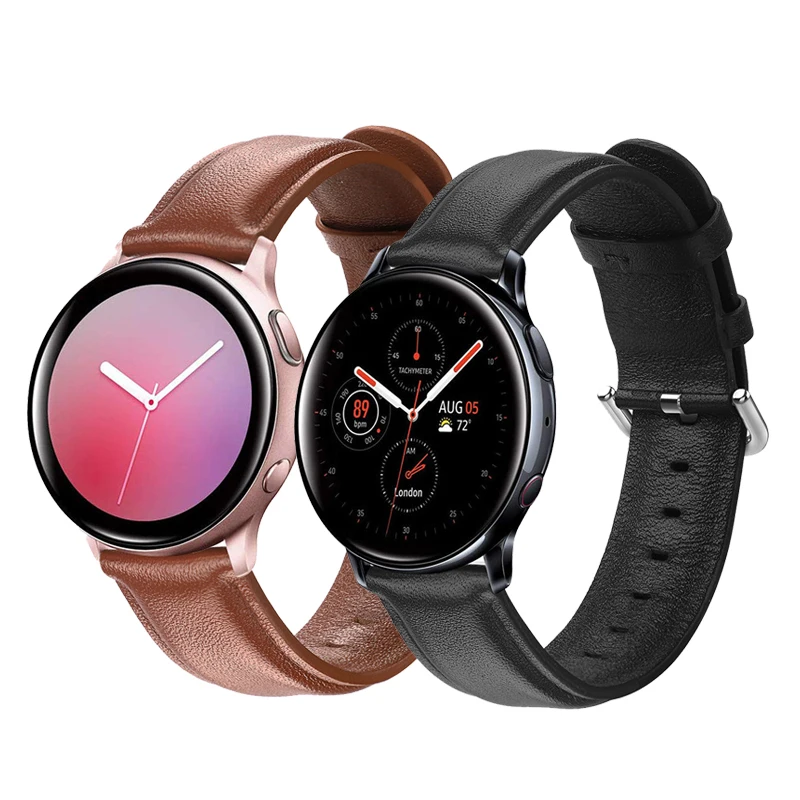 Ремешок кожаный для active 2 браслет Samsung Galaxy watch Huawei GT 2e amazfit GTR 40 мм 44 20 22 46 42 мм|Ремешки