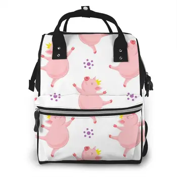 

Pig Wearing Crown Nappy Backpack Mummy Bag Large Capacity Mom Baby Multi-function Waterproof Outdoor Travel Diaper Bag