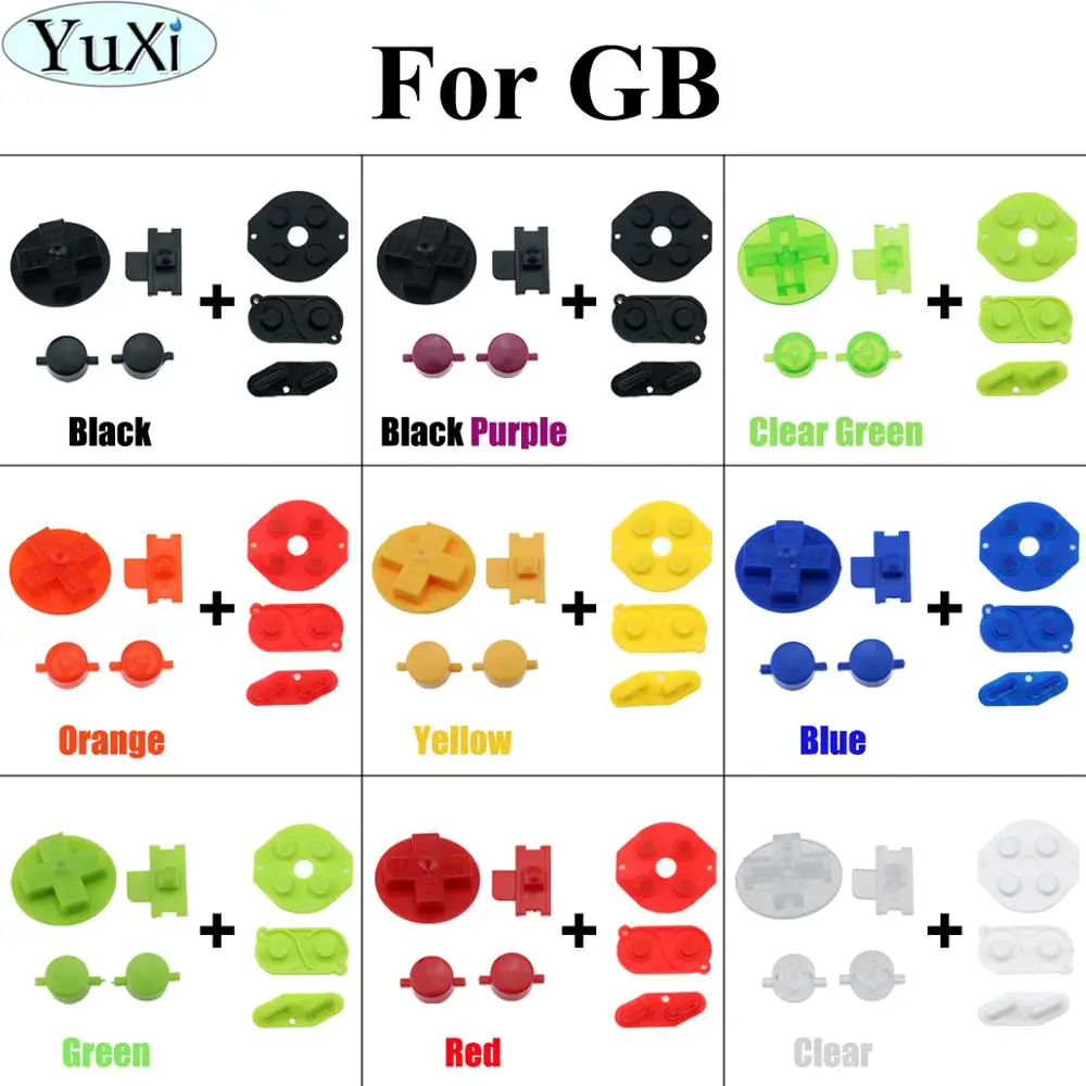 

YuXi Plastic Power ON OFF Buttons Keypads for Gameboy Classic Button for GB D Pads A B Buttons & Rubber Conductive Button
