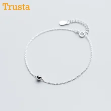 Trusta 925 пробы серебряные Модные женские ювелирные изделия Круглый браслет из бисера 16 см для подарка девушки леди DS322