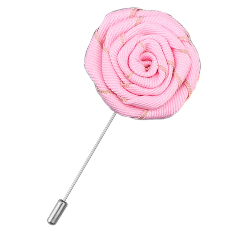 Pink Высококачественные корейские мужские броши, ручная работа, ткань, цветок розы, длинная брошь, воротник с отворотом, булавка для костюма, рубашки, подарки для мужчин, аксессуары - Окраска металла: Pink