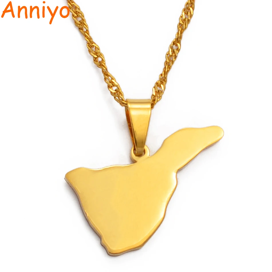 Anniyo Испания Канарские острова Тенерифе карта кулон ожерелья для женщин Девушка Золотой Цвет Ювелирные изделия Подарки#024921