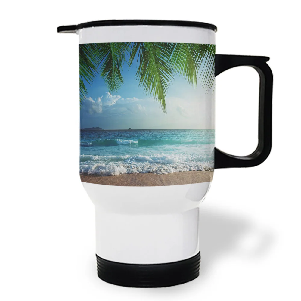 Тропический пляж серфинга небо кокосовый лист лучшая дорожная Кофейная Кружка