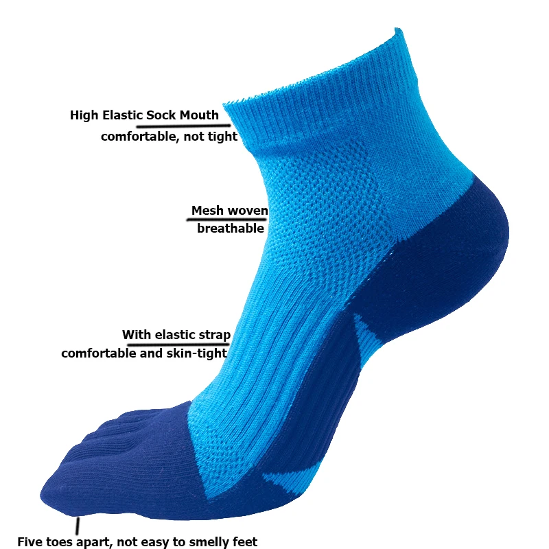 5 Pairs High Quality Man Sport Socks Five Fingers Compression Cotton Short Cycling Running Hiking Travel Men's Socks with Toes