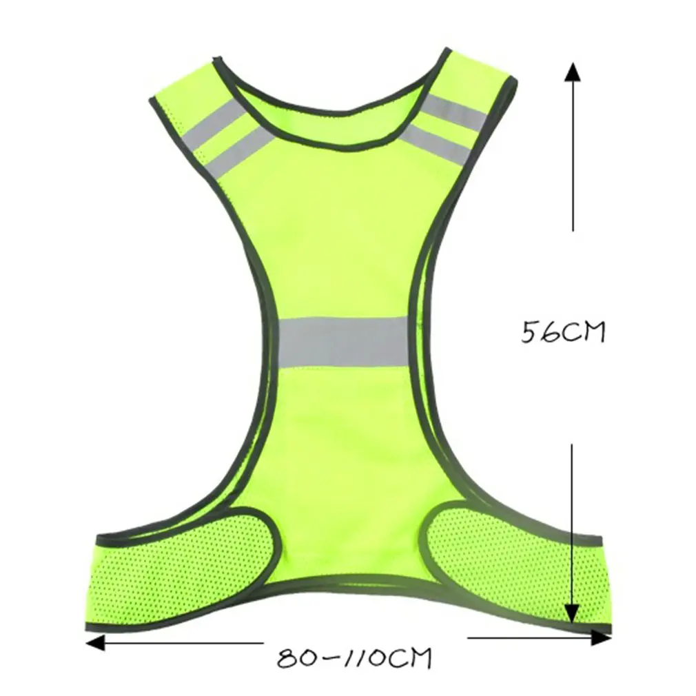 Reflective Vest One Size Adjustable Safety High Visibility Cloths Night Running Riding Security Jacket