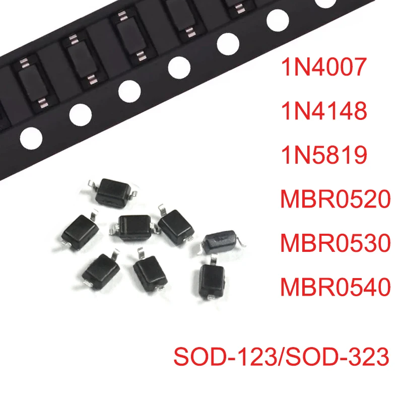 100PCS 1N5819 1N4007 1N4148 SMD Diode 0805 SOD-123 MBR0520 MBR0530 MBR0540 B2 B3 S4 T4 SOD-323 1206 1N4148WS 1N5819WS B5819WS |