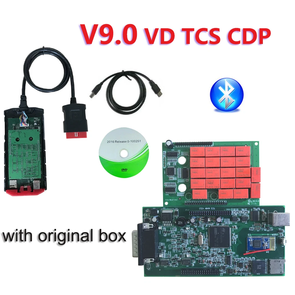 3 шт./лот, Новая зеленая плата vci v9.0 с bluetooth,00 keygen obd scan для delphis, мультибрендовый диагностический инструмент для автомобилей, грузовиков, obd2