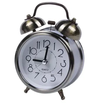 

Classic Retro Silent Non Ticking Quartz Double Twin Bell Alarm Clock Movement Bedside WIth Night Light And Loud Alarm,Battery Op