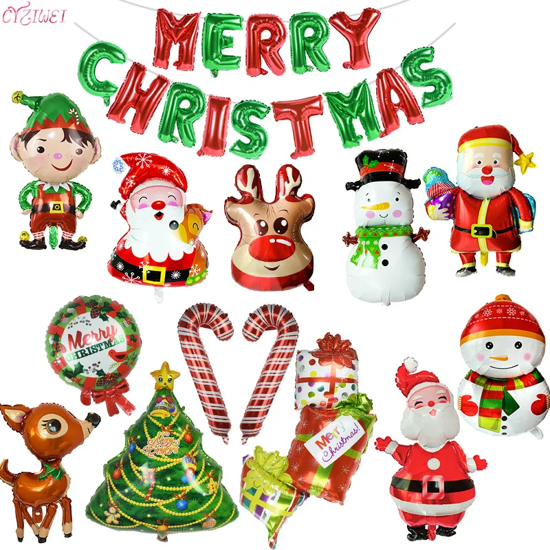 

Merry Christmas Balloons Santa Claus Snowman Elk Globos DIY Christmas Decorations For Home New Year 2022 Navidad Party Decor