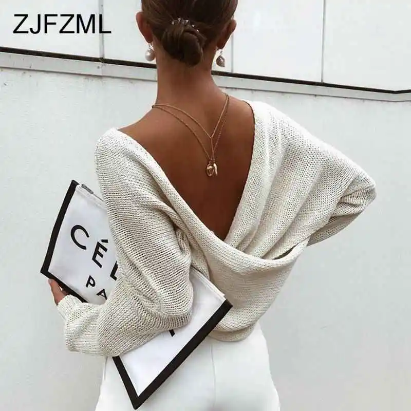 Осенние повседневные вязаные свитеры женские с глубоким v-образным вырезом и