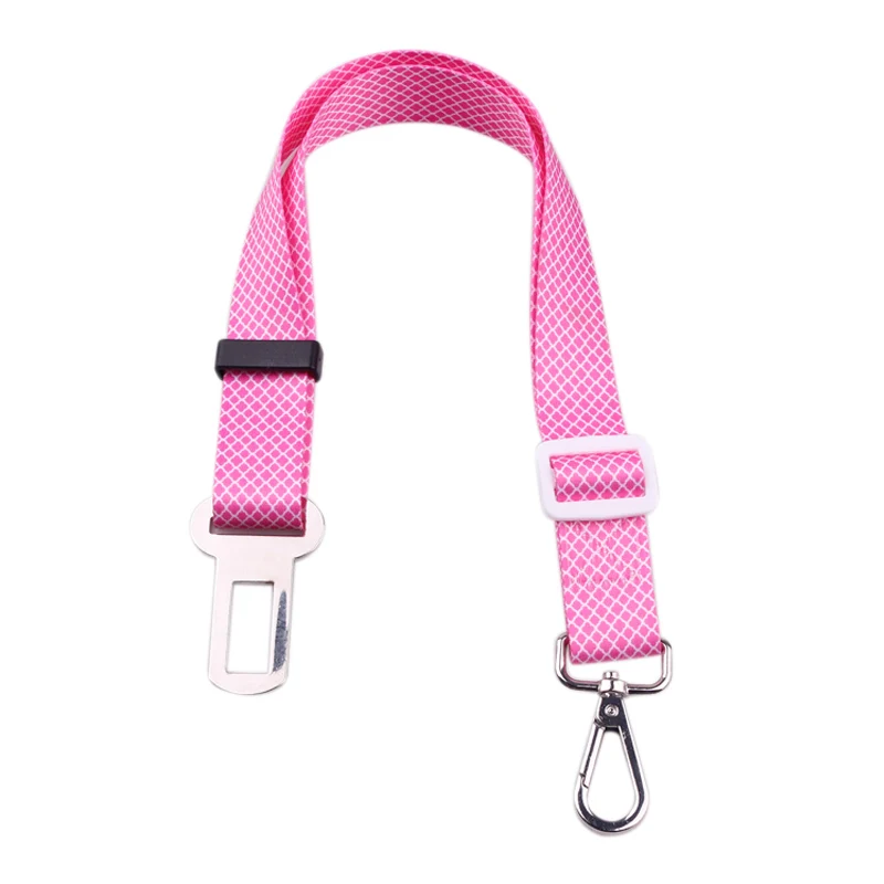 Pink plaid Качество клетка, горошек печати домашних животных сиденье для щенка привести поводок для собак автомобиля подушка безопасности для домашних животных путешествия клип поводок-рулетка для питомца собаки Se - Цвет: Pink plaid