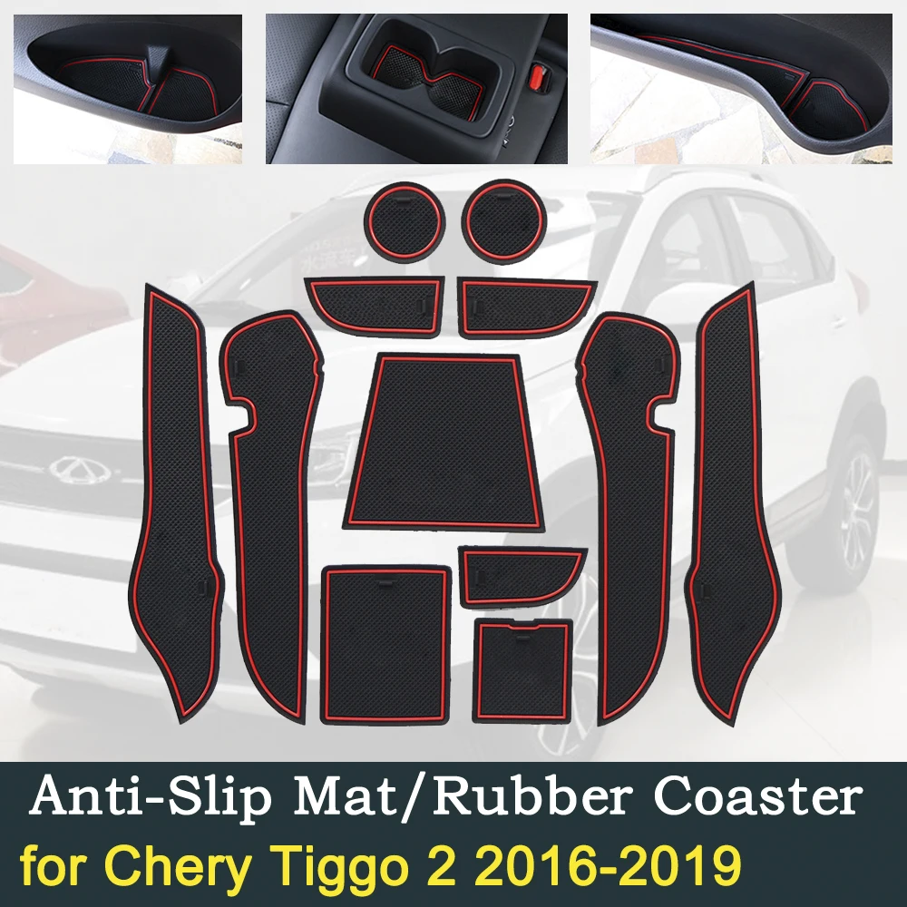 Anti-slip Door Rubber Cup Cushion for Chery Tiggo 2 2016~2019 Tiggo2 3x MVM X22 DR3 Groove Mat Car Interior Accessories | Автомобили и