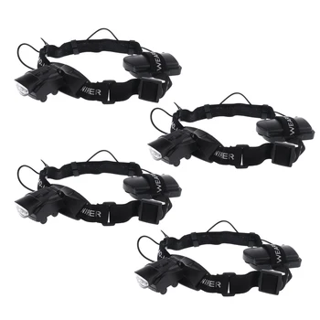 

4 Pieces Magnifier Headband LED Illuminated Light Head Loupe Magnifier Head Mounted Magnifying Glass