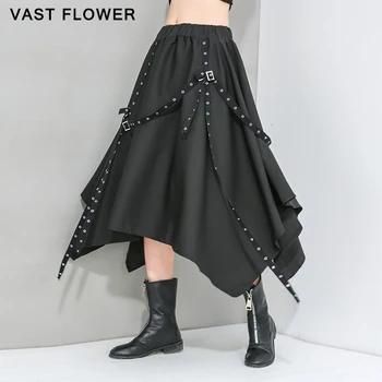 

Irregular sequined skirts womens high waist patchwork ribbon loose casual elastic waist fashion skirt clothes spring summer 2020