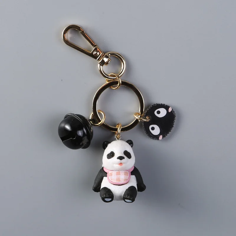 

Creative Imitation Animal Key Chain Small Bell Panda Cartoon Pendant Key Chain Car Car Keys Pendant