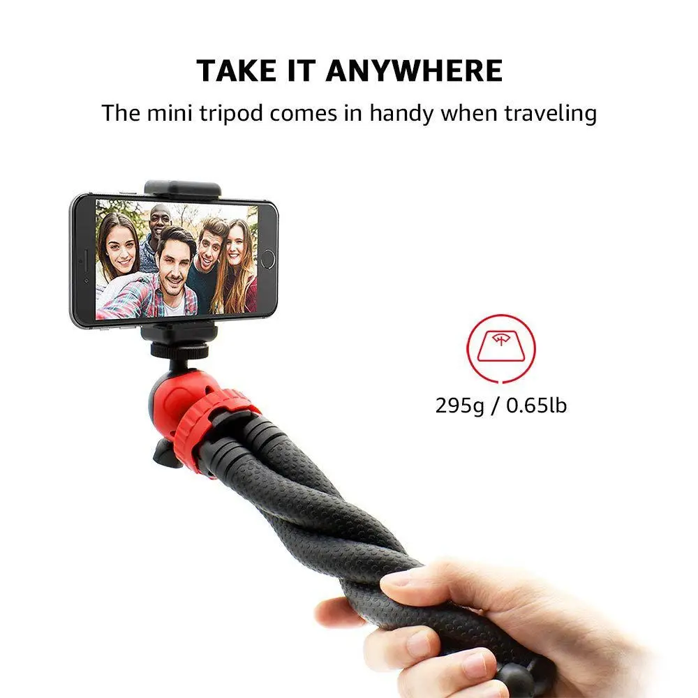 Полностью гибкий штатив с шаровой головкой для iPhone, Android Phone, GoPro, DSLR camera и многого другого, в комплекте универсальный зажим для смартфона и G