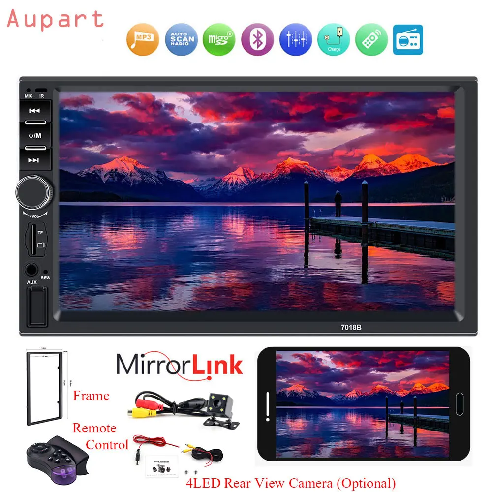 

Autoradio 2 din Car Radio Cassette Recorder HD 7" Touch Screen Car Audio Bluetooth Rear View Camera MP5 Multimidio Player 7018B