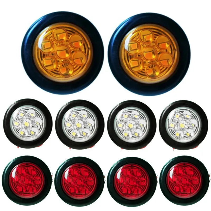 10Pcs LED Trailer Clearance Lights Round Marker Lights For Truck Side