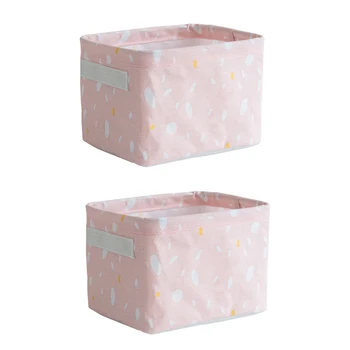 

2pcs Desktop Cotton Linen Storage Basket Debris Toy Clothing Table Clean Home Orangizer Storage Box