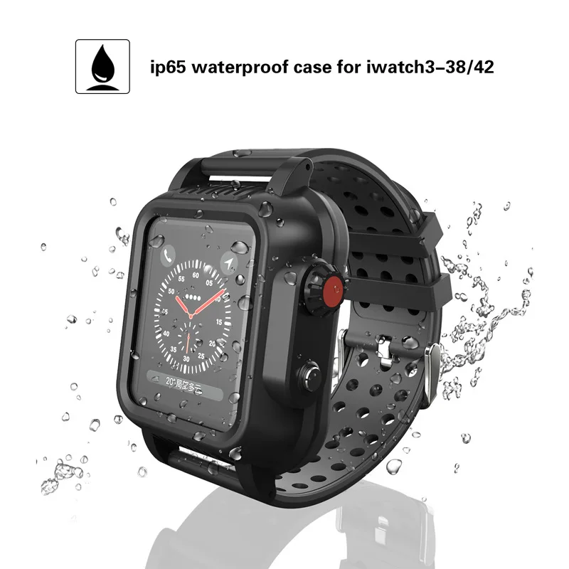 Водонепроницаемый Чехол IP68 для iWatch Series 3 38 мм 42 армированный прочный бампер ПК