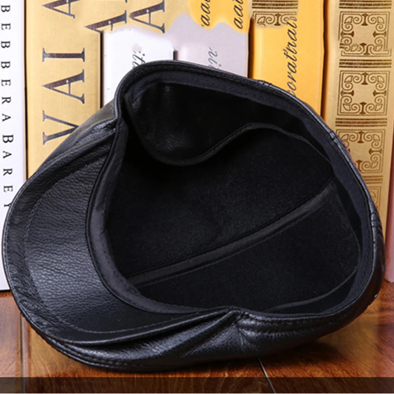 Мужская зимняя шапка толстые теплые береты из воловьей кожи с ушками Snapback брендовые модные шапки с язычком мужские шапки Bone DAD LM057
