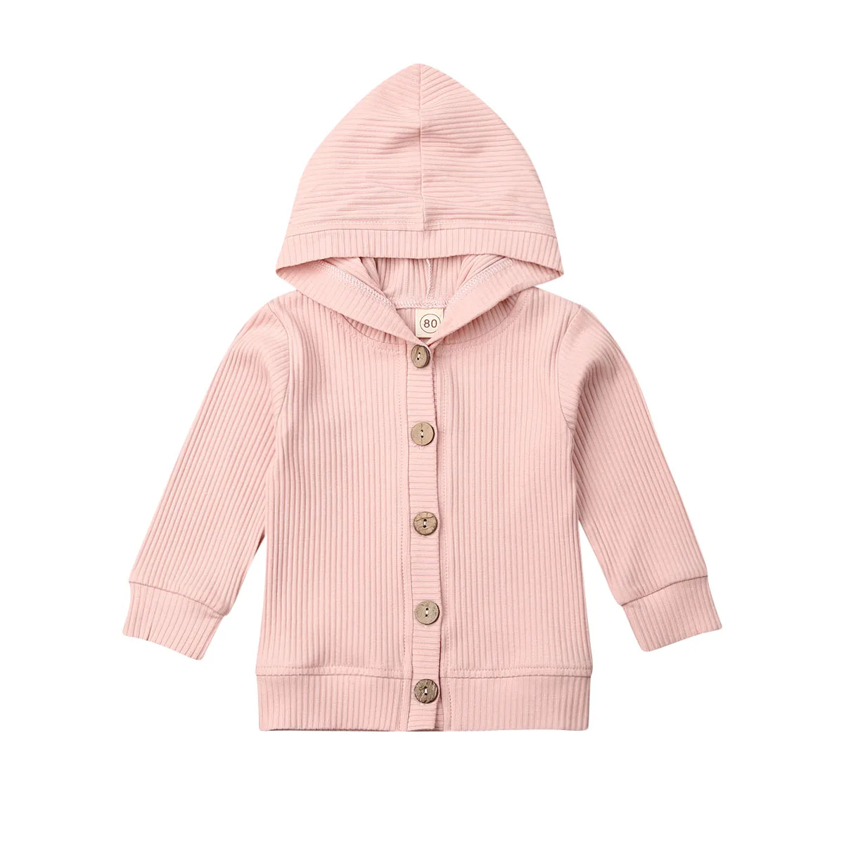 Весенне-осенняя одежда для малышей, одежда для маленьких девочек, трикотажное пальто с длинными рукавами, куртка, верхняя одежда, топы в рубчик, куртки - Цвет: Розовый