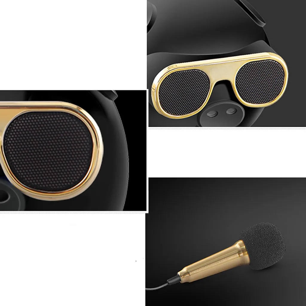 Мини Bluetooth динамик M60 в форме свиньи беспроводной Blueteeth Поющий динамик с микрофоном для караоке Портативная звуковая колонка