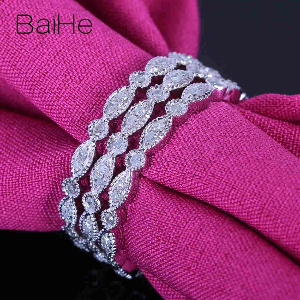 BAIHE Стерлинговое Серебро 925 сертифицировано около 0.72ct(три кольца) натуральные Алмазы обручальные модные ювелирные изделия Подарочное кольцо