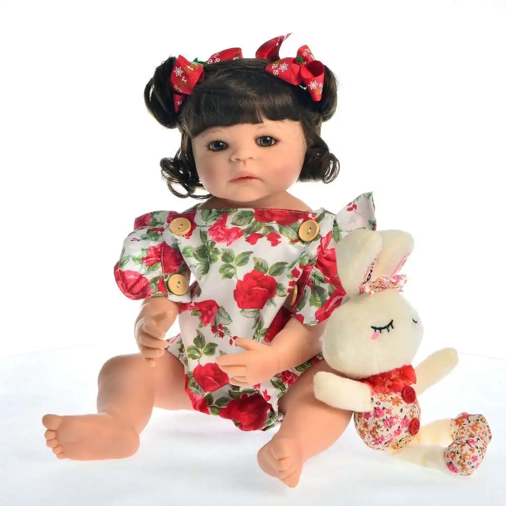 Горячая 22 дюймов силиконовые полный тело Reborn Baby кукла игрушка для девочки принцесса детская игрушка одежда розовый комбинезон детский подарок на день рождения