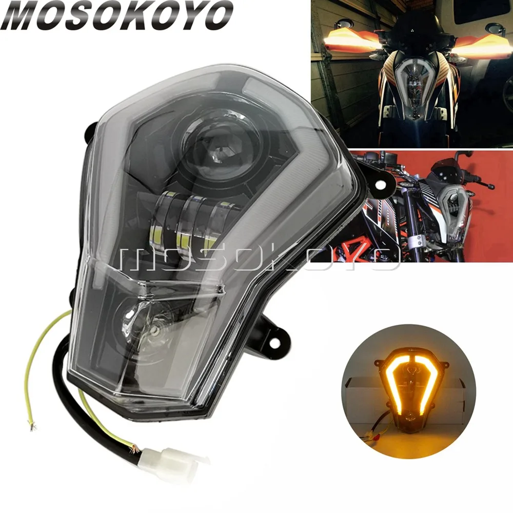 For 125 200 250 390 LED Front Headlight Assembly Auxiliary Light w/ Running Light DRL Indicator Turn Signal 2011-2016