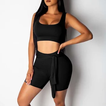 

Women Summer Sports Sleeveless Vest +Short Pants 2Pcs/Set Outfit Workout Tracksuits IK88