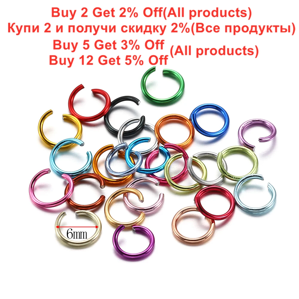 Colorido Open Jump Anéis para Fazer Jóias, Split Jump Ring Connector, Colar DIY Artesanato, Achados Acessórios, 6mm, 1080 PCs/Box