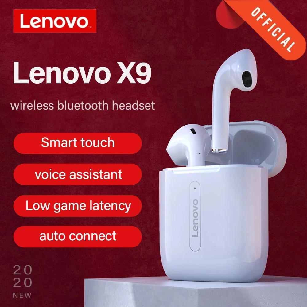 Беспроводные наушники Lenovo X9 Bluetooth-гарнитура с сенсорным управлением Hi-Fi
