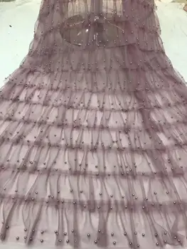 

African Noble Design Net Lace Fabric With 3D Applique Guipure Style 3D Flower In pink Nigerian Indian Wedding Mesh Material