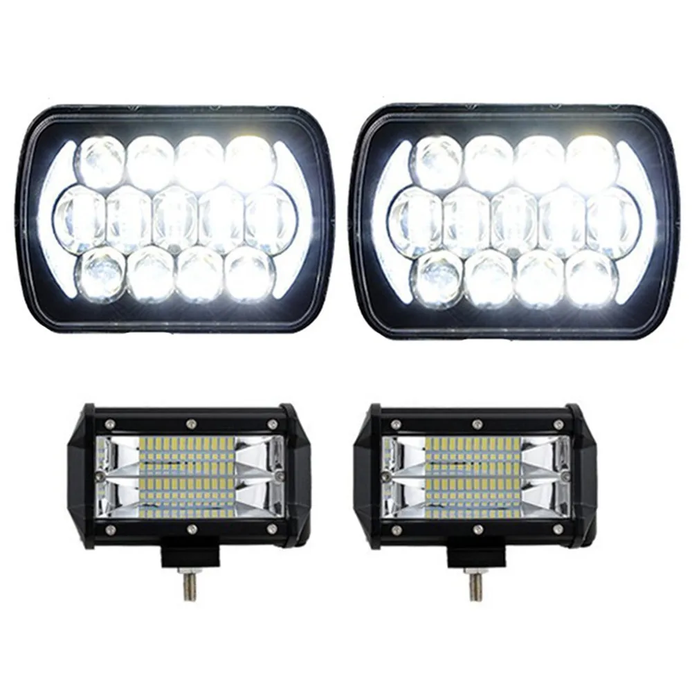 

Фара DRL черная, 105 Вт, 5x7, 7x6 дюймов, 2 шт., 5 дюймов, 72 Вт, светодиодные фары рабочего освещения для Jeep Cherokee XJ Comanche MJ Wrangler YJ