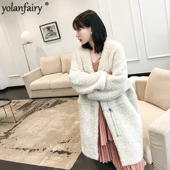 

YOLANFAIRY Real Fur Coat Women Winter Merino Sheep Fur Coats Warm Thickening Wool Fur Outwear High Quality Female Jacket MF306