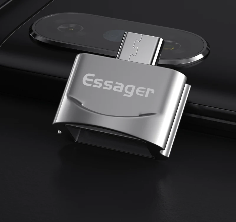 Для Essager Micro USB OTG к usb type C адаптер V8 Разъем конвертер для samsung huawei ZTE Xiaomi lenovo Android type-c - Цвет: Серебристый