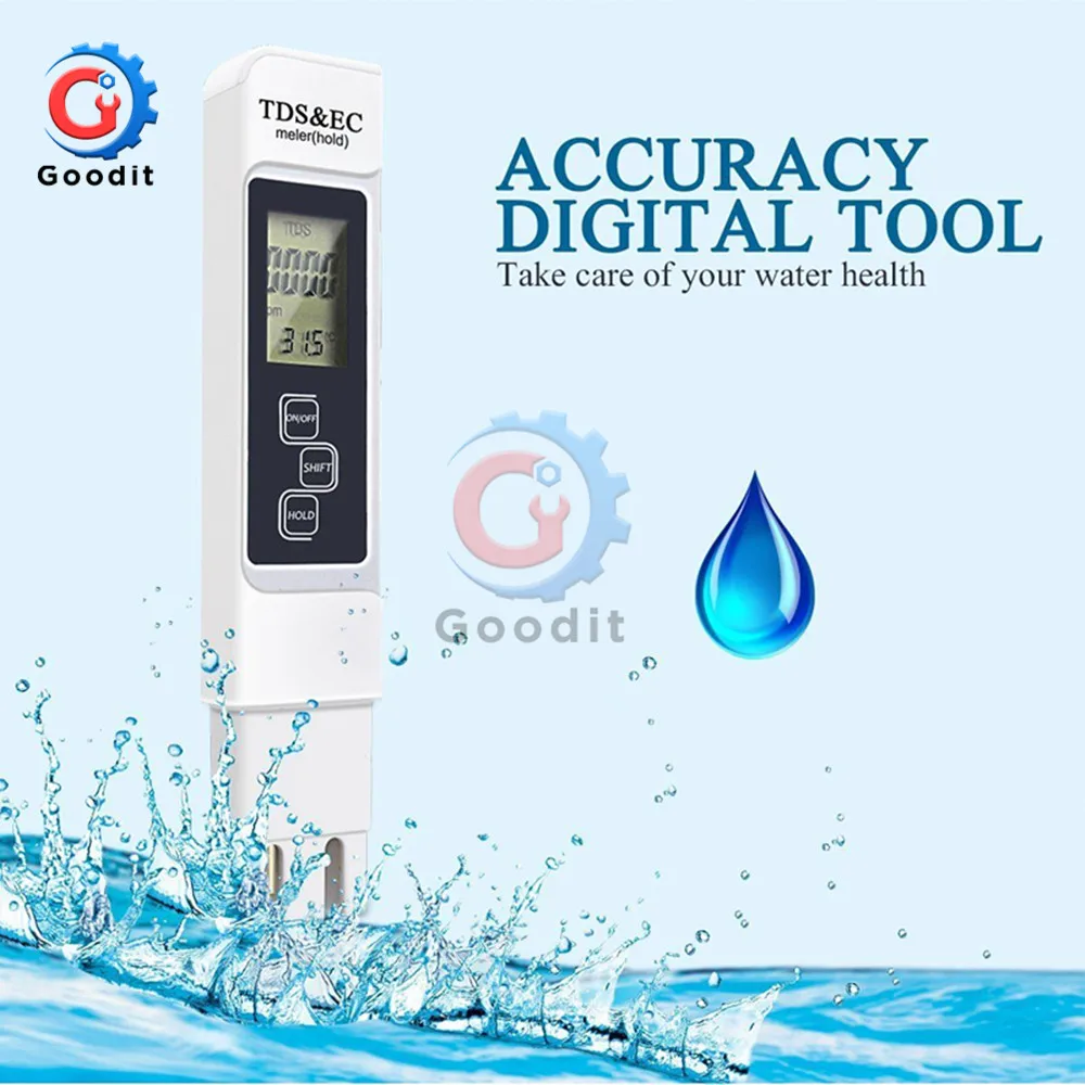 TDS EC измеритель температуры Ручка 3 в 1 Функция проводимости качество воды измерительный инструмент TDS EC Тестер 0-9990 ppm 15