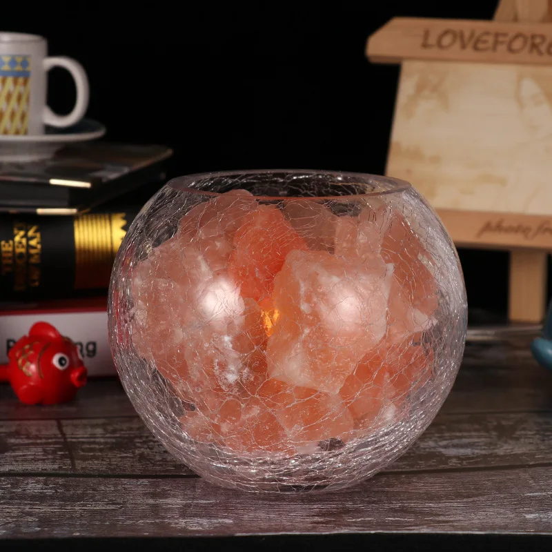 Креативная Хрустальная солонка круглый стеклянный абажур трещина настольная