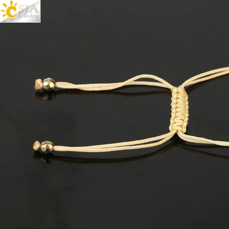 CSJA Braided Rope Chain Bracelets Adjustable Handmade Jewelry for Femme Faceted Crystal Glass Bead Bracelets Pulseras Mujer S500