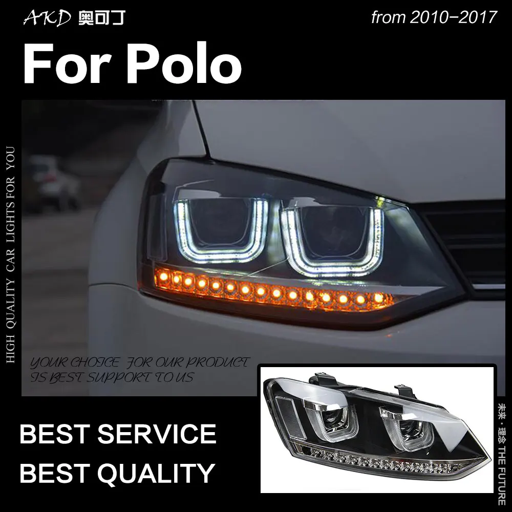 US $468.00 AKD Car Styling For VW Polo Headlights 20102017 Polo LED Headlight LED DRL Hid Head Lamp Angel Eye Bi Xenon Beam Accessories